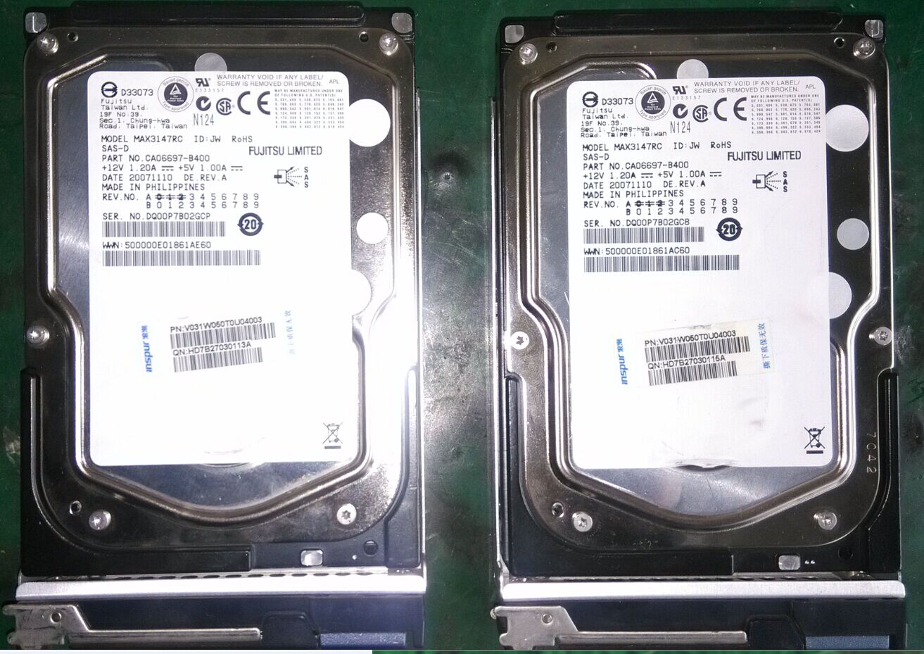 RAID数据恢复，两块146GB的SAS硬盘组成的RAID1 ,一块硬盘突然离線(xiàn)，导致raid信息丢失，数据恢复成功